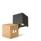 Mehrfachpackung 4x D'Lite Wandleuchte Elingen Aluminium Schwarz Up & Down 4.9W 480lm - 830 Warmweiß | IP65 - Lichtsensor